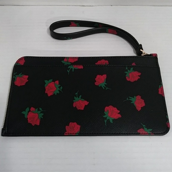 Kate Spade Madison Ditsy Rose Wristlet Black & Red *EUC* - Picture 4 of 8